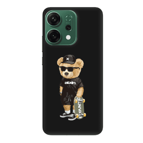 Oppo RENO 14 Bear with glasses Black Colored Silicone TPU Θήκη